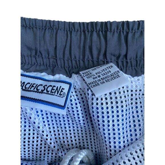 PACIFIC SCENE White Red Black Palm Trees SURF SKATER TRUNKS Shorts Size XL - Picture 2 of 5